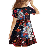 Hawaiian and Japanese Together Family Matching Puletasi and Hawaiian Shirt Hibiscus and Koi Fish Polynesian Pattern Colorful Style LT03 - Polynesian Pride