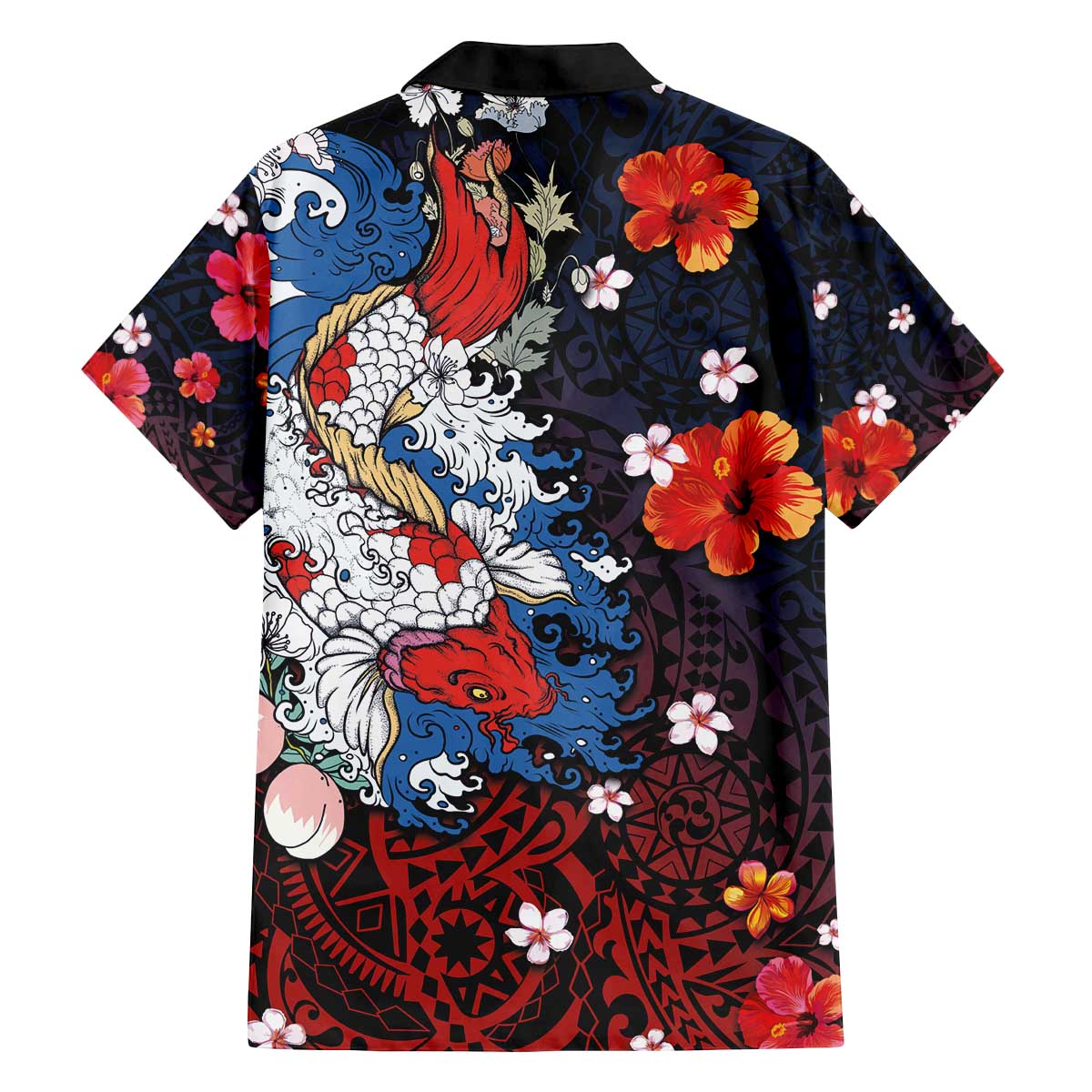 Hawaiian and Japanese Together Family Matching Puletasi and Hawaiian Shirt Hibiscus and Koi Fish Polynesian Pattern Colorful Style LT03 - Polynesian Pride