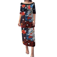 Hawaiian and Japanese Together Family Matching Puletasi and Hawaiian Shirt Hibiscus and Koi Fish Polynesian Pattern Colorful Style LT03 Mom's Dress Red - Polynesian Pride
