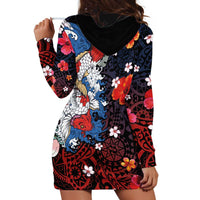 Hawaiian and Japanese Together Hoodie Dress Hibiscus and Koi Fish Polynesian Pattern Colorful Style LT03 - Polynesian Pride