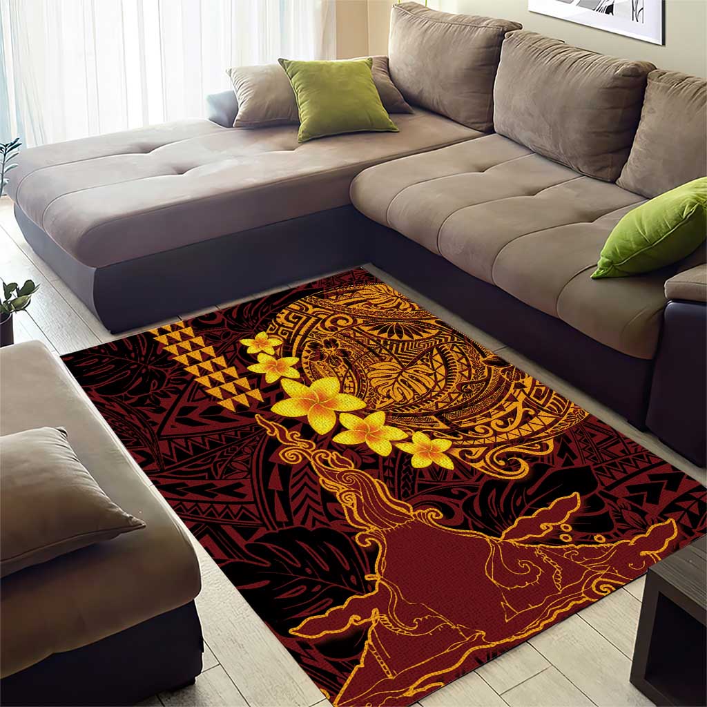 Hawaii Volcano Area Rug Polynesian and Kakau Pattern