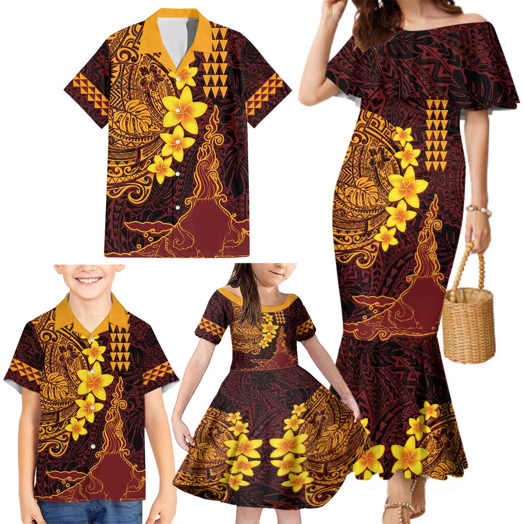 Hawaii Volcano Family Matching Mermaid Dress and Hawaiian Shirt Polynesian and Kakau Pattern LT03 - Polynesian Pride