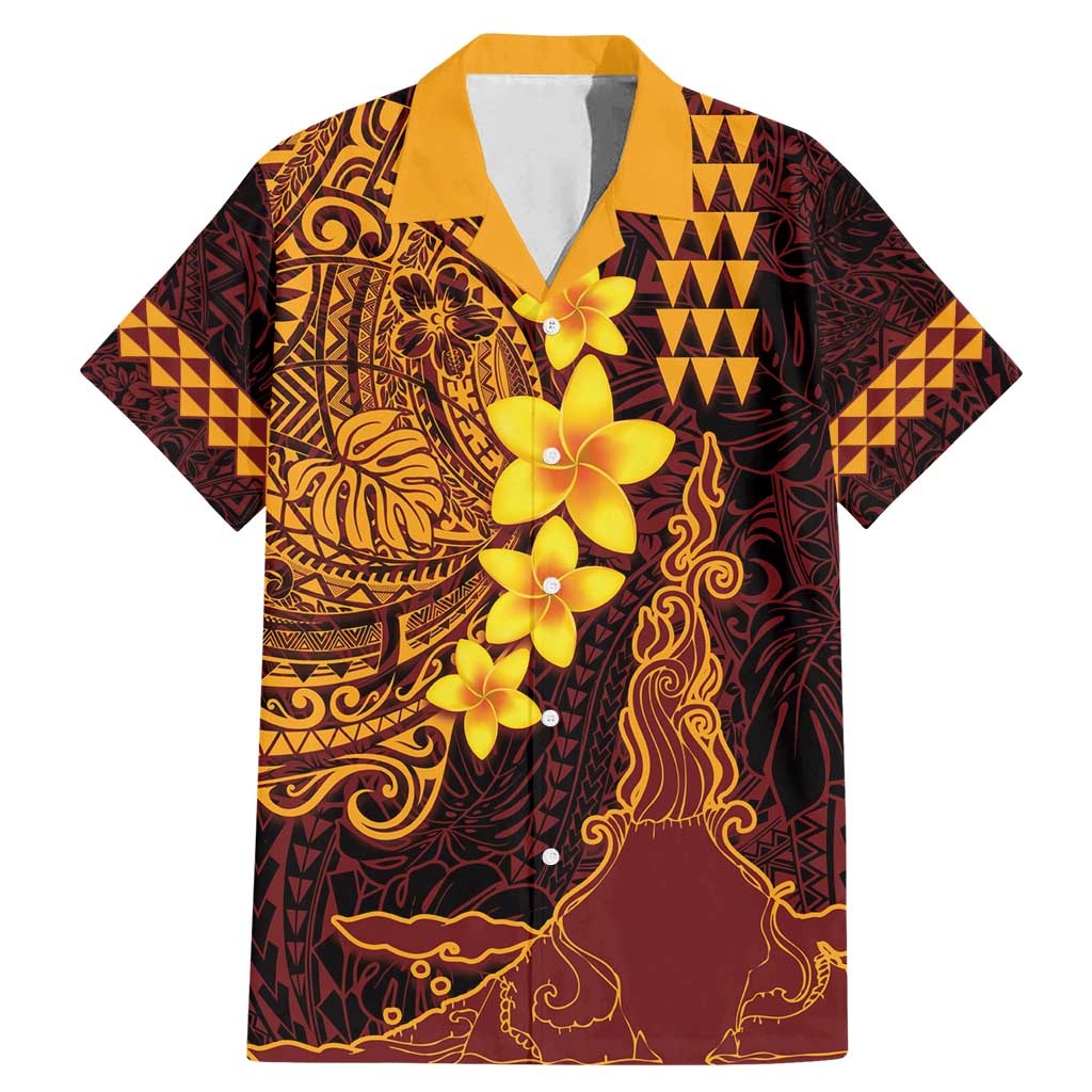 Hawaii Volcano Family Matching Mermaid Dress and Hawaiian Shirt Polynesian and Kakau Pattern LT03 Dad's Shirt - Short Sleeve Red - Polynesian Pride