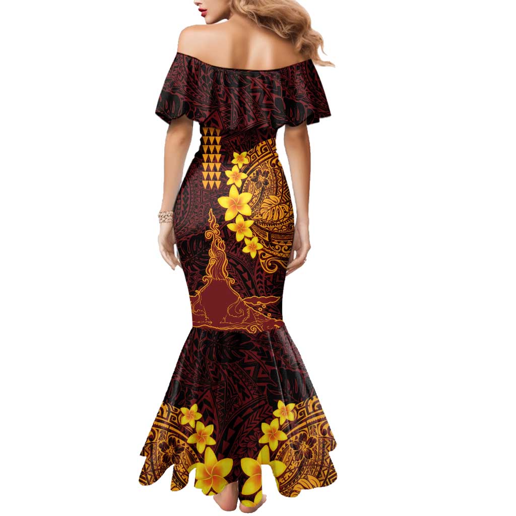 Hawaii Volcano Family Matching Mermaid Dress and Hawaiian Shirt Polynesian and Kakau Pattern LT03 - Polynesian Pride