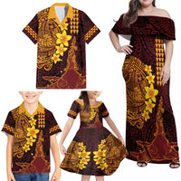 Hawaii Volcano Family Matching Off Shoulder Maxi Dress and Hawaiian Shirt Polynesian and Kakau Pattern LT03 - Polynesian Pride