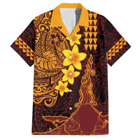 Hawaii Volcano Family Matching Off Shoulder Maxi Dress and Hawaiian Shirt Polynesian and Kakau Pattern LT03 Dad's Shirt - Short Sleeve Red - Polynesian Pride