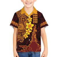 Hawaii Volcano Family Matching Off Shoulder Maxi Dress and Hawaiian Shirt Polynesian and Kakau Pattern LT03 Son's Shirt Red - Polynesian Pride