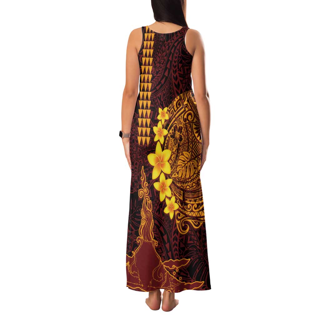 Hawaii Volcano Family Matching Tank Maxi Dress and Hawaiian Shirt Polynesian and Kakau Pattern