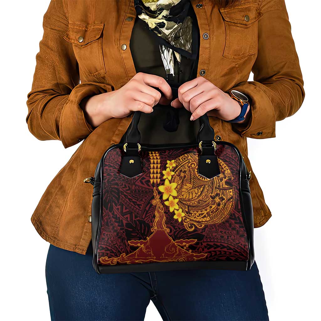 Hawaii Volcano Shoulder Handbag Polynesian and Kakau Pattern
