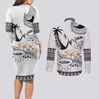 Fijian Traditional Culture Couples Matching Long Sleeve Bodycon Dress and Long Sleeve Button Shirt Tapa Tribal Tattoos LT03 - Polynesian Pride