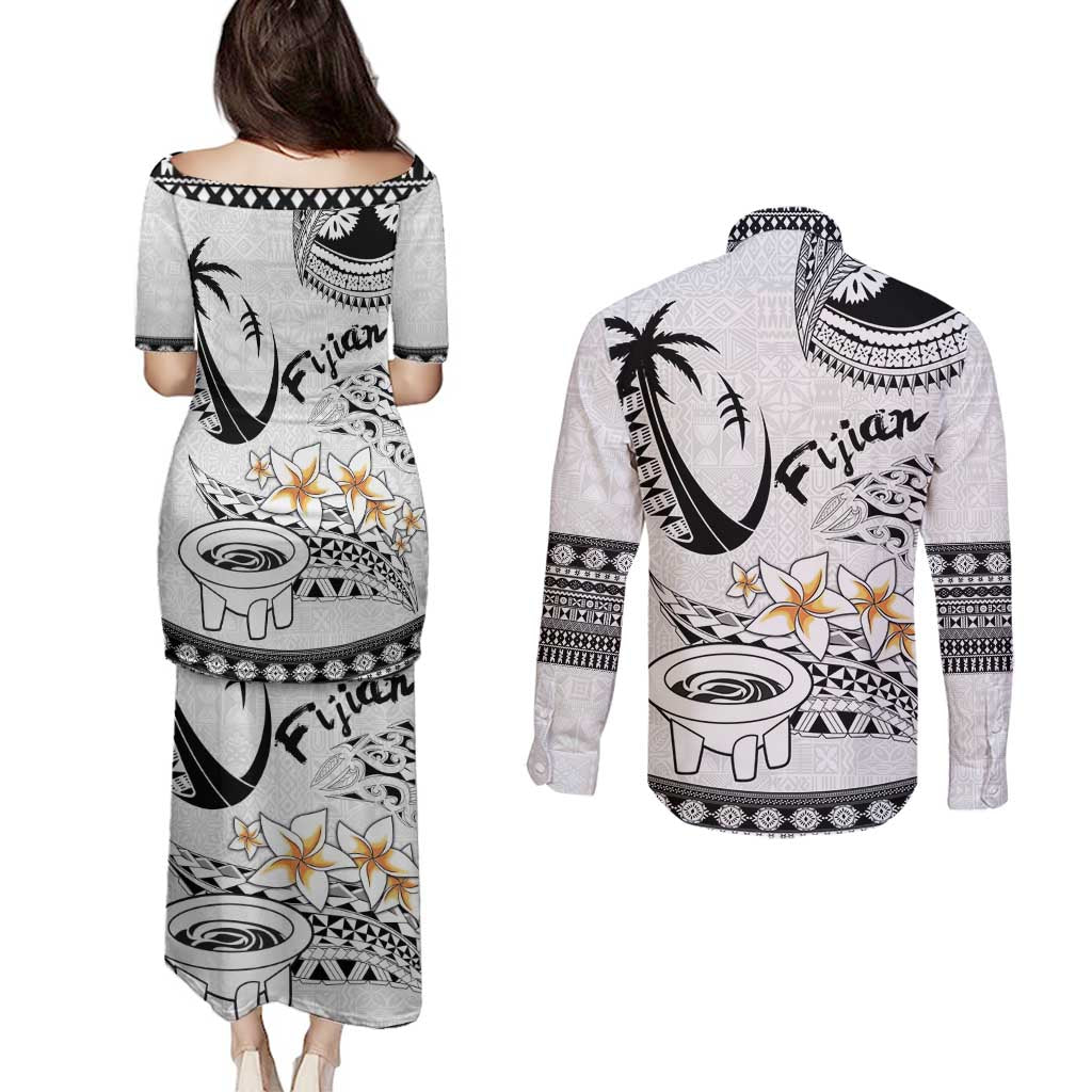Fijian Traditional Culture Couples Matching Puletasi and Long Sleeve Button Shirt Tapa Tribal Tattoos LT03 - Polynesian Pride