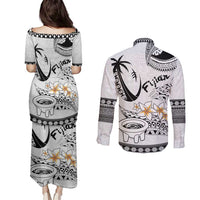 Fijian Traditional Culture Couples Matching Puletasi and Long Sleeve Button Shirt Tapa Tribal Tattoos LT03 - Polynesian Pride
