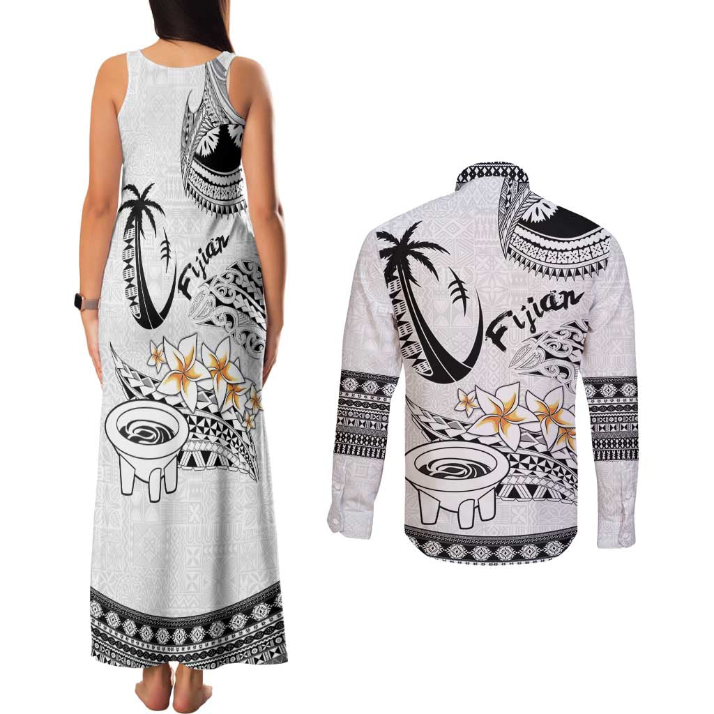 Fijian Traditional Culture Couples Matching Tank Maxi Dress and Long Sleeve Button Shirt Tapa Tribal Tattoos LT03 - Polynesian Pride