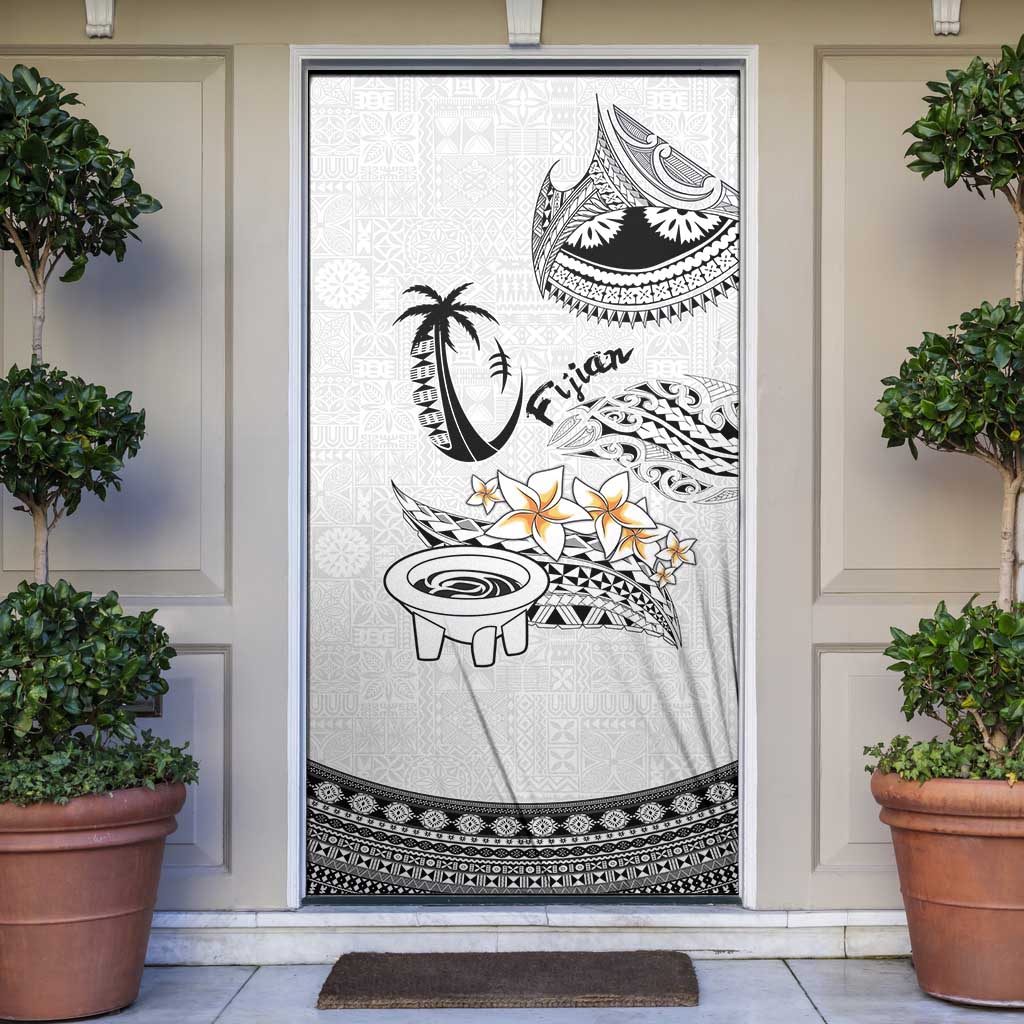 Fijian Traditional Culture Door Cover Tapa Tribal Tattoos LT03 White - Polynesian Pride