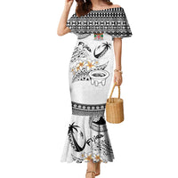 Fijian Traditional Culture Family Matching Mermaid Dress and Hawaiian Shirt Tapa Tribal Tattoos LT03 Mom's Dress White - Polynesian Pride