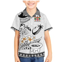 Fijian Traditional Culture Family Matching Mermaid Dress and Hawaiian Shirt Tapa Tribal Tattoos LT03 Son's Shirt White - Polynesian Pride
