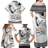 Fijian Traditional Culture Family Matching Off Shoulder Maxi Dress and Hawaiian Shirt Tapa Tribal Tattoos LT03 - Polynesian Pride