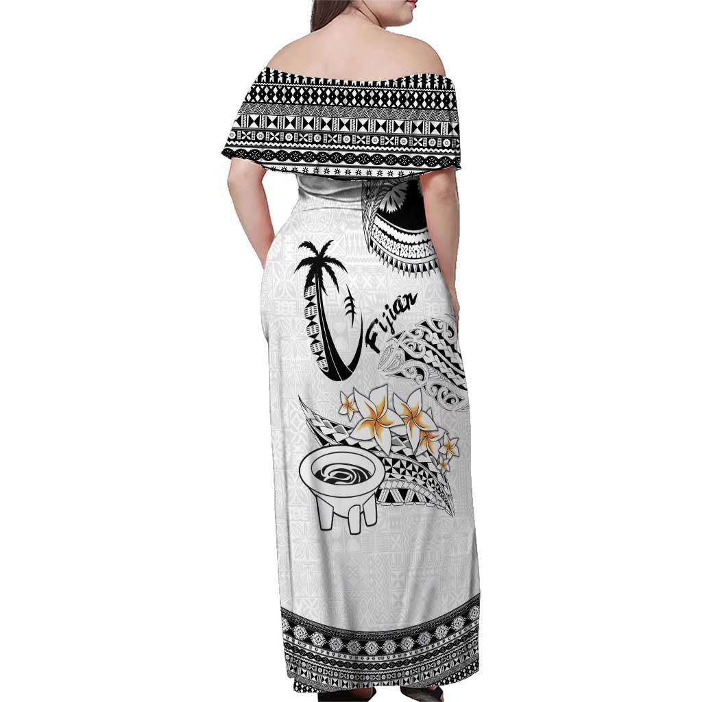 Fijian Traditional Culture Family Matching Off Shoulder Maxi Dress and Hawaiian Shirt Tapa Tribal Tattoos LT03 - Polynesian Pride