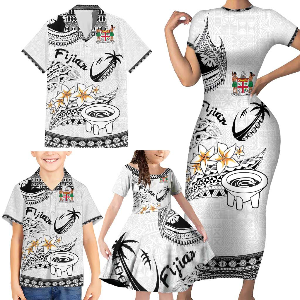 Fijian Traditional Culture Family Matching Short Sleeve Bodycon Dress and Hawaiian Shirt Tapa Tribal Tattoos LT03 - Polynesian Pride