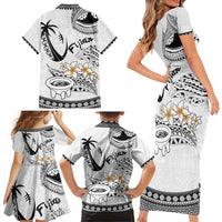 Fijian Traditional Culture Family Matching Short Sleeve Bodycon Dress and Hawaiian Shirt Tapa Tribal Tattoos LT03 - Polynesian Pride