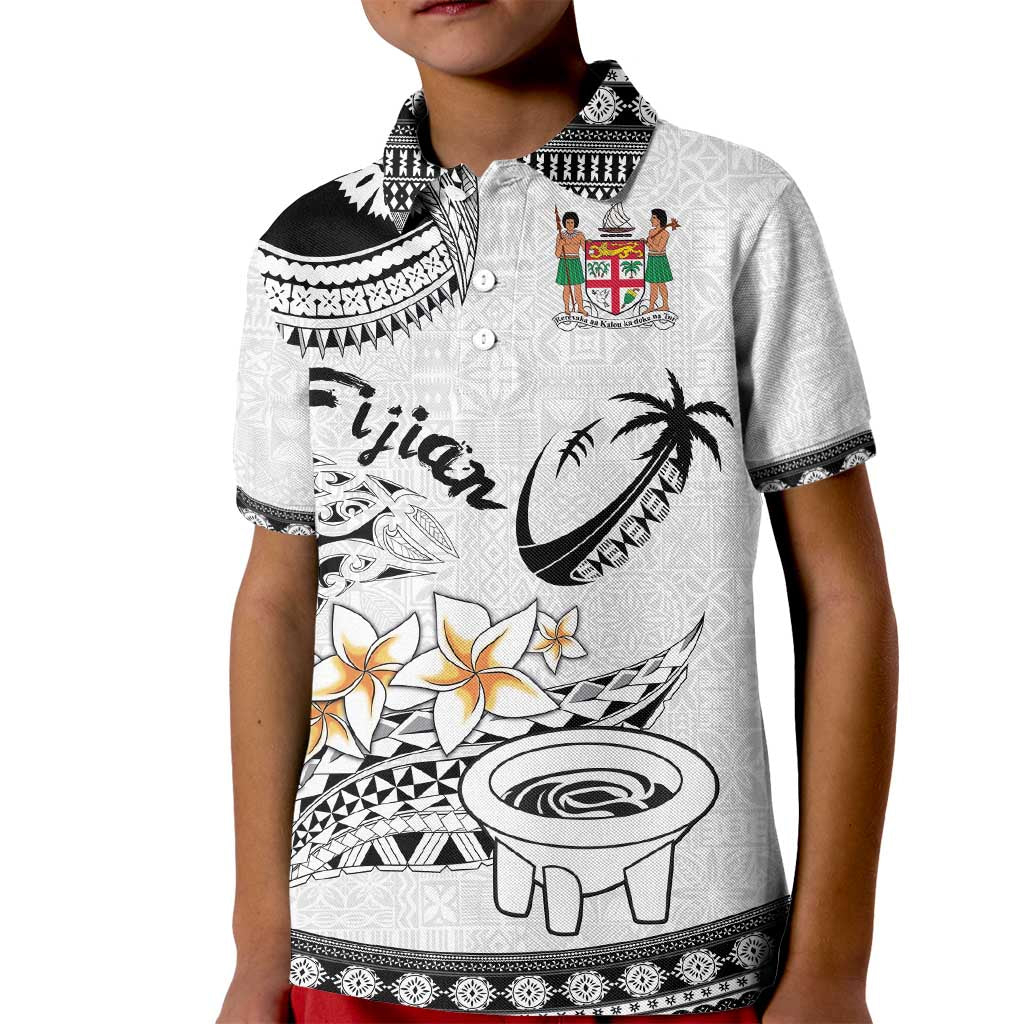 Fijian Traditional Culture Kid Polo Shirt Tapa Tribal Tattoos LT03 Kid White - Polynesian Pride