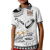 Fijian Traditional Culture Kid Polo Shirt Tapa Tribal Tattoos LT03 Kid White - Polynesian Pride