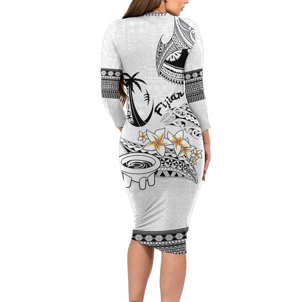 Fijian Traditional Culture Long Sleeve Bodycon Dress Tapa Tribal Tattoos LT03 - Polynesian Pride