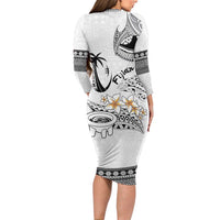 Fijian Traditional Culture Long Sleeve Bodycon Dress Tapa Tribal Tattoos LT03 - Polynesian Pride
