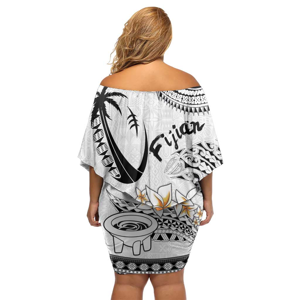 Fijian Traditional Culture Off Shoulder Short Dress Tapa Tribal Tattoos LT03 - Polynesian Pride