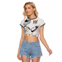 Fijian Traditional Culture Raglan Cropped T Shirt Tapa Tribal Tattoos LT03 Female White - Polynesian Pride