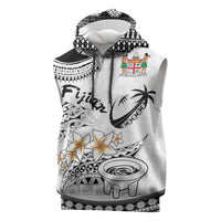 Fijian Traditional Culture Sleeveless Hoodie Tapa Tribal Tattoos LT03 White - Polynesian Pride