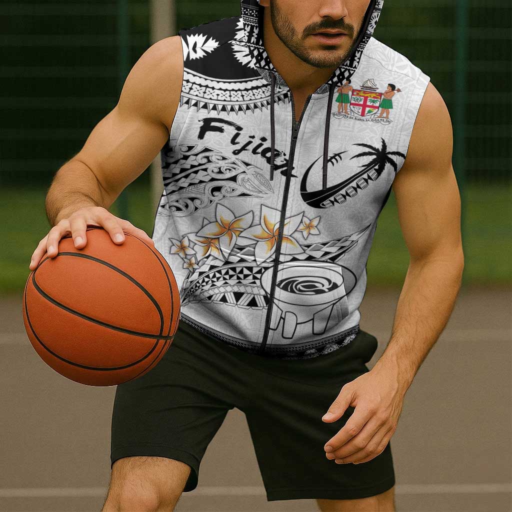 Fijian Traditional Culture Sleeveless Zip Hoodie Tapa Tribal Tattoos LT03 - Polynesian Pride