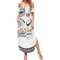 Fijian Traditional Culture Summer Maxi Dress Tapa Tribal Tattoos LT03 Women White - Polynesian Pride