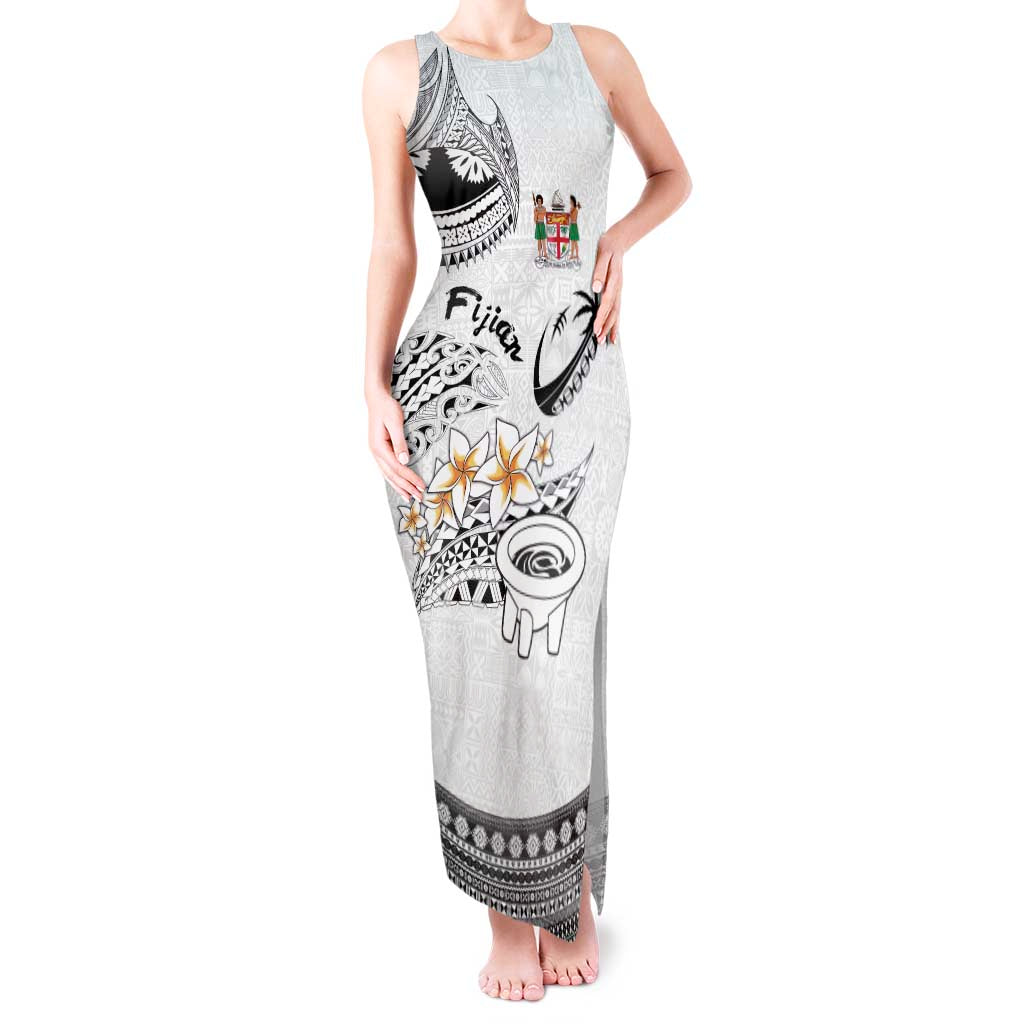 Fijian Traditional Culture Tank Maxi Dress Tapa Tribal Tattoos LT03 Women White - Polynesian Pride