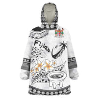 Fijian Traditional Culture Wearable Blanket Hoodie Tapa Tribal Tattoos LT03 One Size White - Polynesian Pride