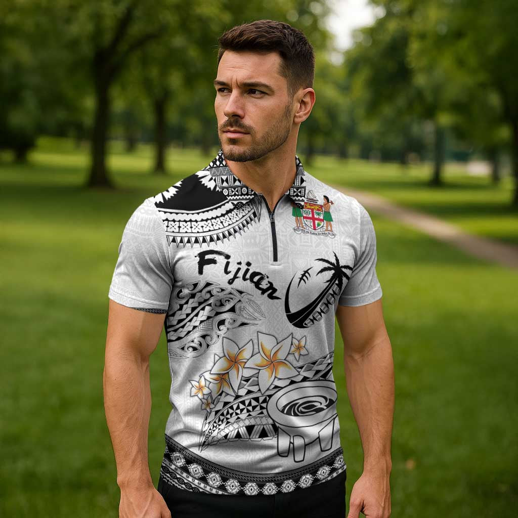 Fijian Traditional Culture Zipper Polo Shirt Tapa Tribal Tattoos LT03 - Polynesian Pride