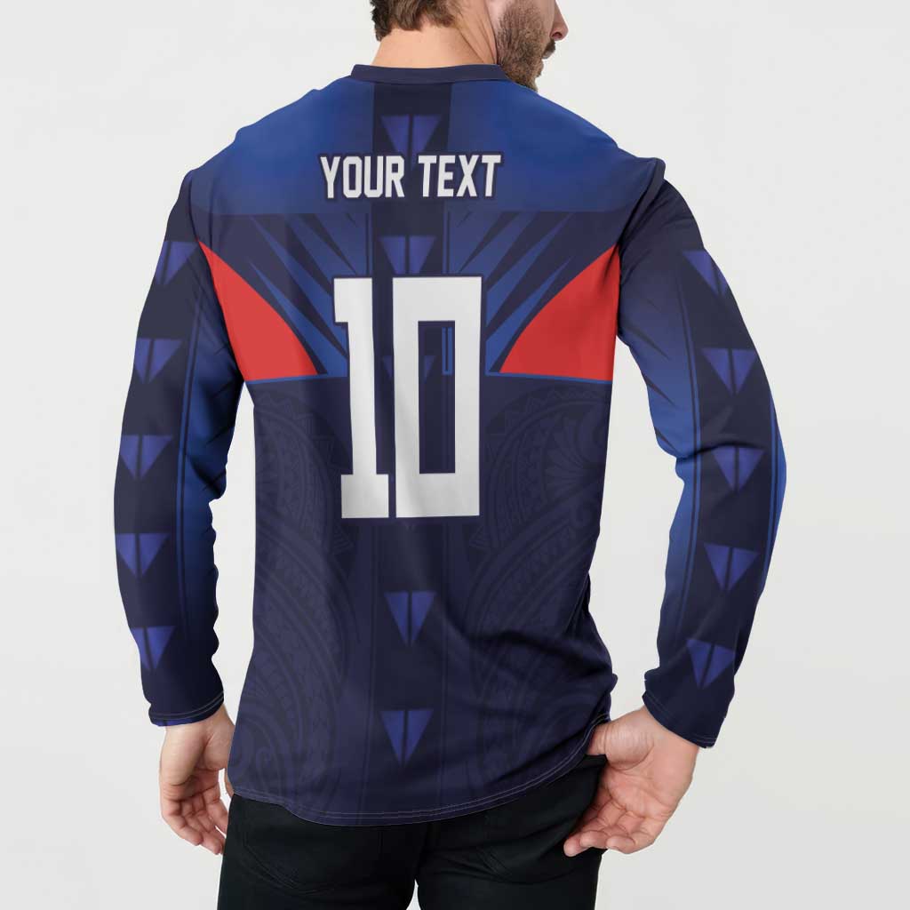 Custom Rugby Samoa Button Sweatshirt Siva Tau Spirit Sporty Vibes - Polynesian Pride