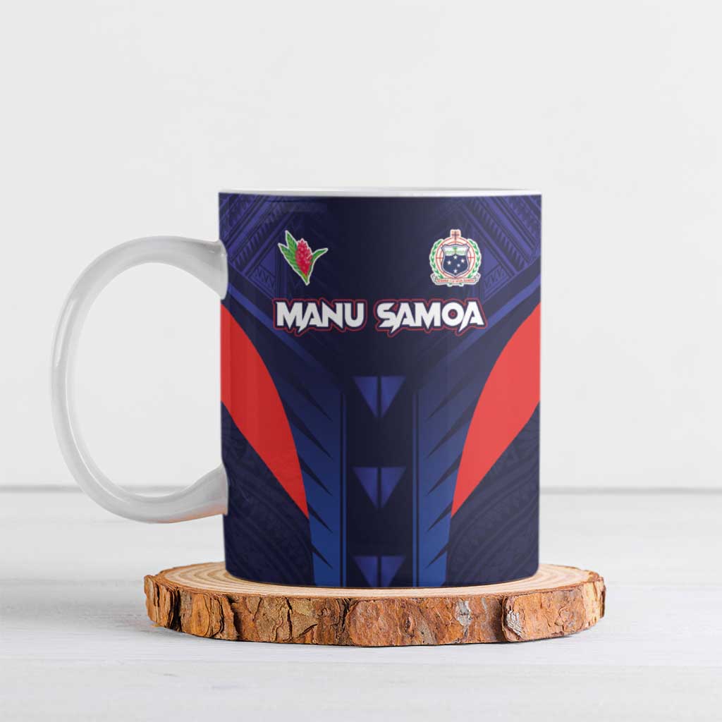 Custom Rugby Samoa Ceramic Mug Siva Tau Spirit Sporty Vibes - Polynesian Pride