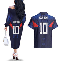 Custom Rugby Samoa Couples Matching Off The Shoulder Long Sleeve Dress and Hawaiian Shirt Siva Tau Spirit Sporty Vibes LT03 - Polynesian Pride