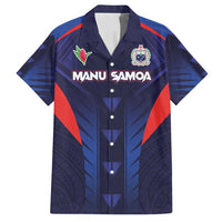 Custom Rugby Samoa Family Matching Long Sleeve Bodycon Dress and Hawaiian Shirt Siva Tau Spirit Sporty Vibes LT03 Dad's Shirt - Short Sleeve Navy - Polynesian Pride