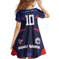 Custom Rugby Samoa Family Matching Off The Shoulder Long Sleeve Dress and Hawaiian Shirt Siva Tau Spirit Sporty Vibes LT03 - Polynesian Pride