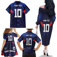 Custom Rugby Samoa Family Matching Off The Shoulder Long Sleeve Dress and Hawaiian Shirt Siva Tau Spirit Sporty Vibes LT03 - Polynesian Pride
