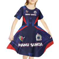 Custom Rugby Samoa Kid Short Sleeve Dress Siva Tau Spirit Sporty Vibes - Polynesian Pride