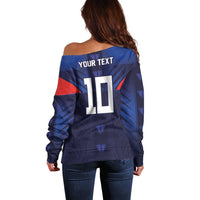 Custom Rugby Samoa Off Shoulder Sweater Siva Tau Spirit Sporty Vibes - Polynesian Pride