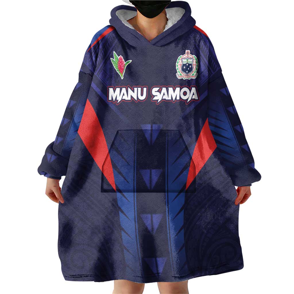 Custom Rugby Samoa Wearable Blanket Hoodie Siva Tau Spirit Sporty Vibes - Polynesian Pride