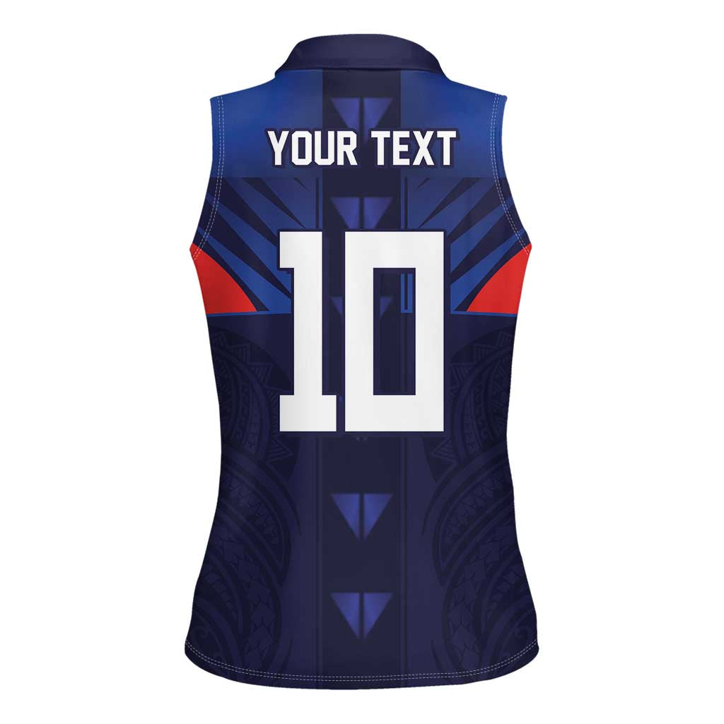 Custom Rugby Samoa Women Sleeveless Polo Shirt Siva Tau Spirit Sporty Vibes LT03 - Polynesian Pride