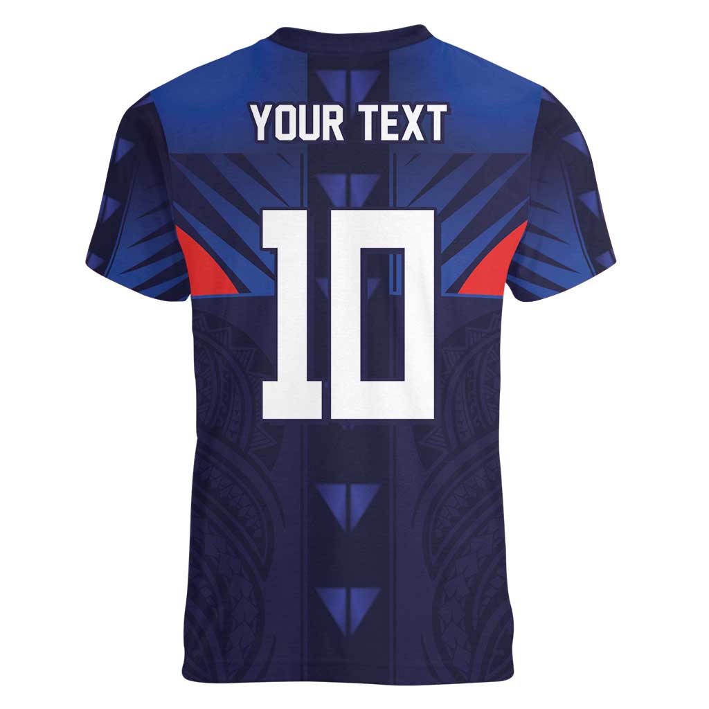 Custom Rugby Samoa Women V-Neck T-Shirt Siva Tau Spirit Sporty Vibes LT03 - Polynesian Pride