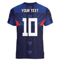 Custom Rugby Samoa Women V-Neck T-Shirt Siva Tau Spirit Sporty Vibes LT03 - Polynesian Pride