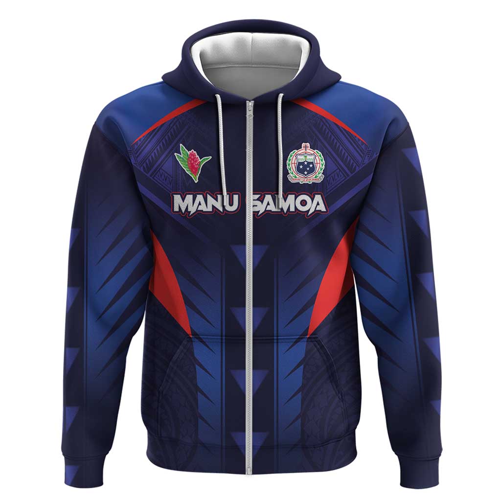 Custom Rugby Samoa Zip Hoodie Siva Tau Spirit Sporty Vibes - Polynesian Pride