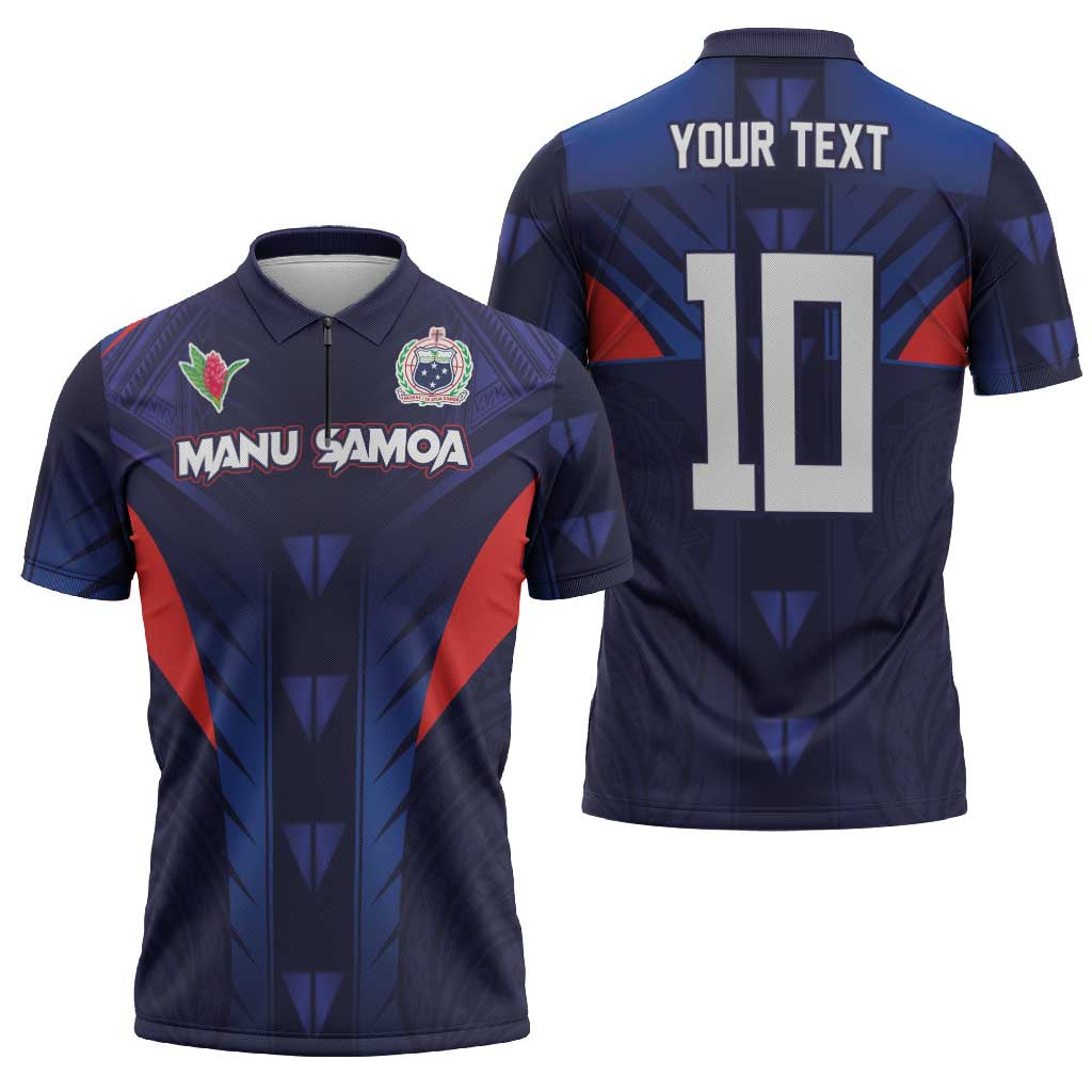 Custom Rugby Samoa Zipper Polo Shirt Siva Tau Spirit Sporty Vibes LT03 - Polynesian Pride